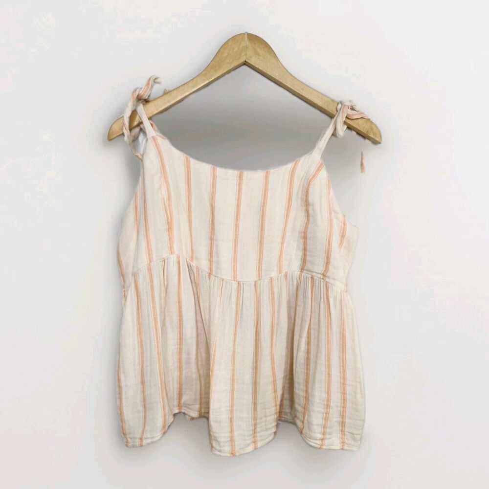 Old Navy Vintage Women's Orange Stripe Cotton Tank Top M Beach Summer Flowy